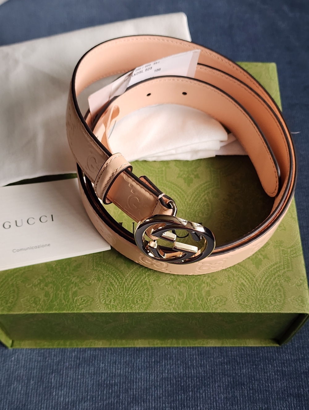 $650 Brand New Gucci GG Women's Leather Belt Beige/Pink 100/40 with GG buckle - Picture 4 of 10
